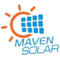 Logo of Maven Solar Pvt. Ltd. (it has a red sun graphic with a blue colour solar panel graphics an the name of company in capital blue